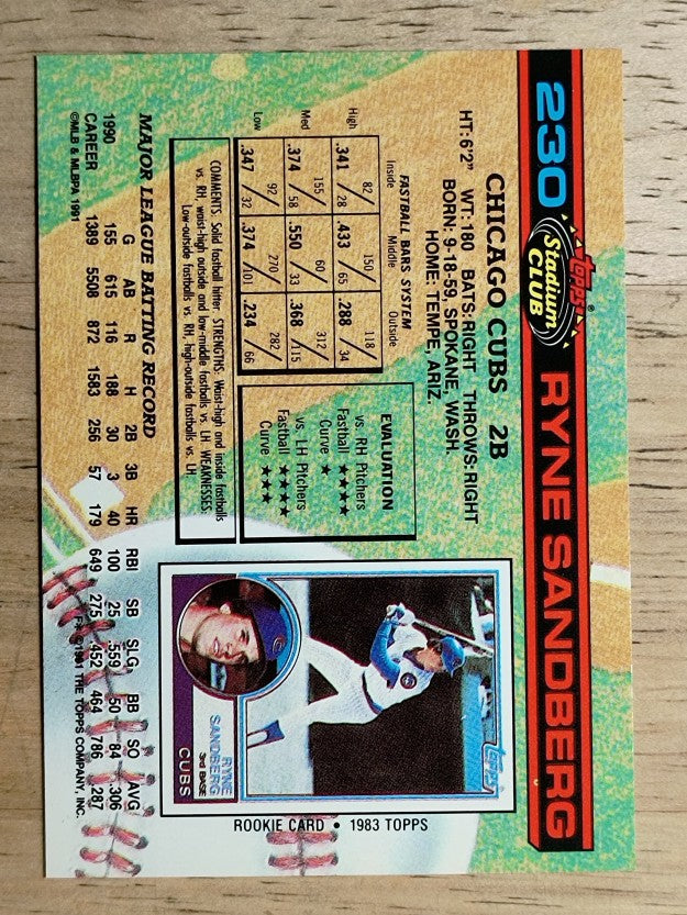1991 Stadium Club #230 Ryne Sandberg