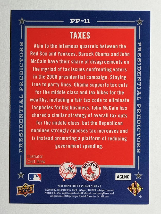 2008 Upper Deck Presidential Running Mate Predictors 11 Barack Obama/John McCain
