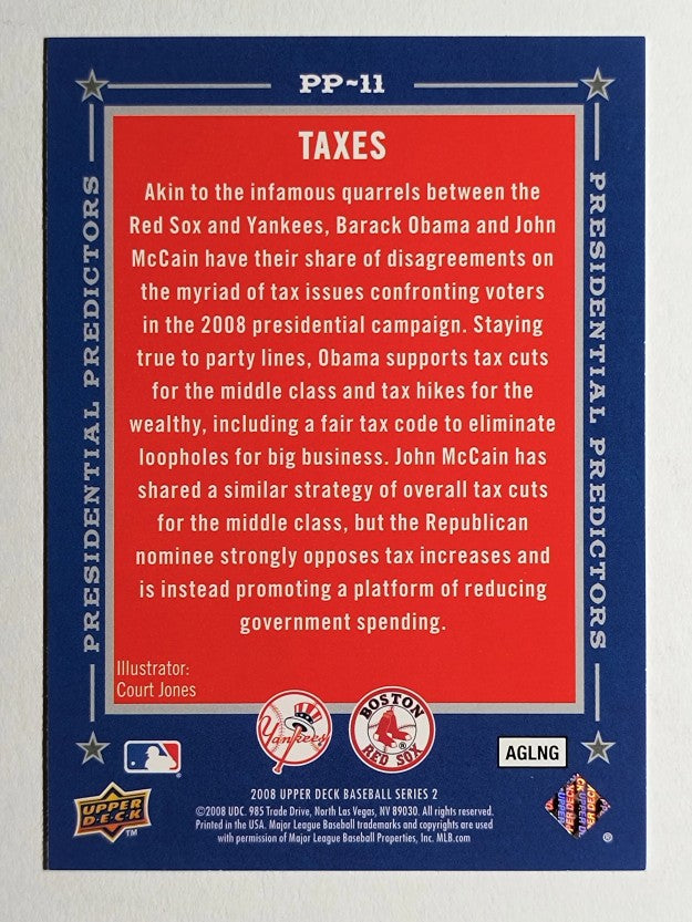 2008 Upper Deck Presidential Running Mate Predictors Barack Obama/John McCain
