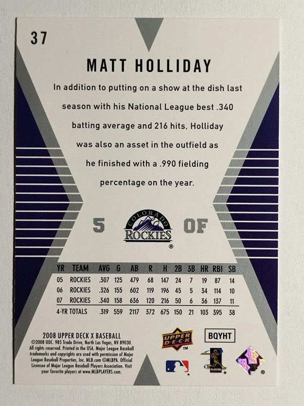 2008 Upper Deck X #37 Matt Holliday