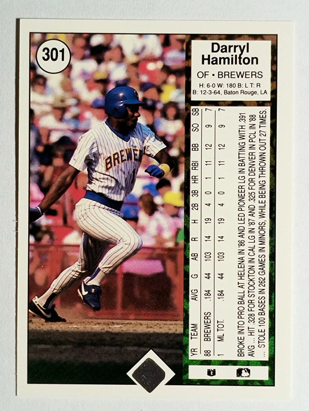 1989 Upper Deck #301 Darryl Hamilton RC