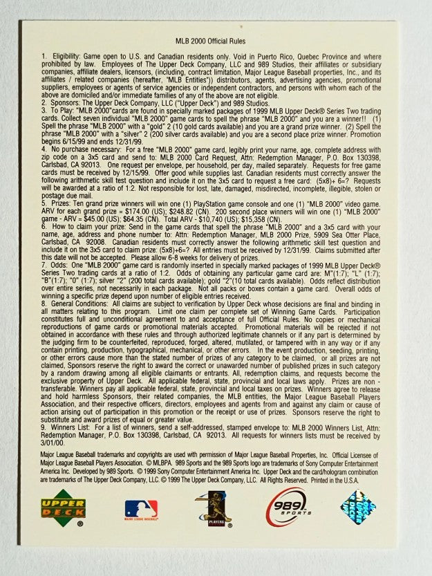 2000 MLB Sports Game Tips #22 Game Tip