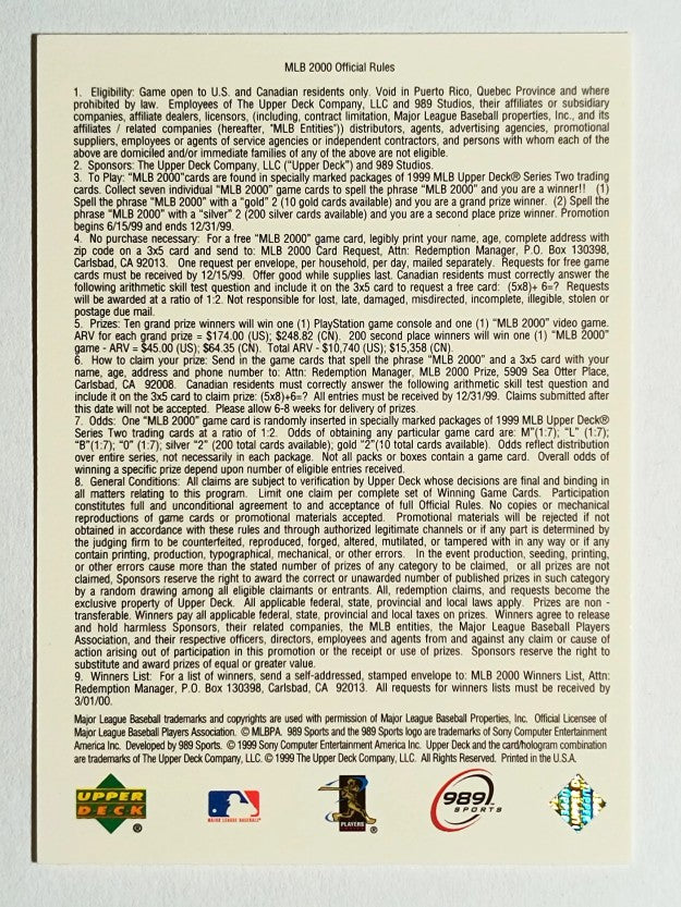 2000 MLB Sports Game Tips #24 Game Tip