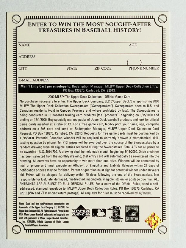 2000 Upper Deck Collection Entry #NNO Mickey Mantle/Reese Los Angeles