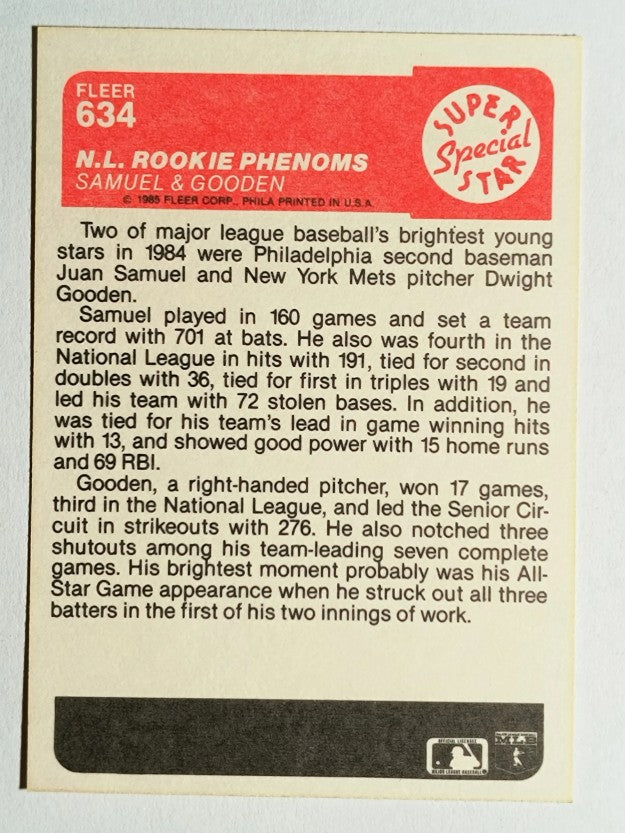 1985 Fleer #634 Dwight Gooden/Juan Samuel