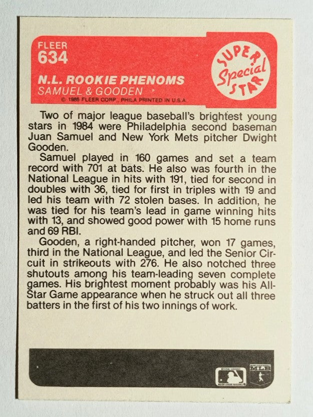 1985 Fleer #634 Dwight Gooden/Juan Samuel