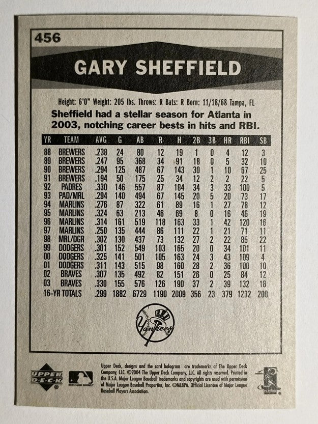 2004 Upper Deck Vintage #456 Gary Sheffield