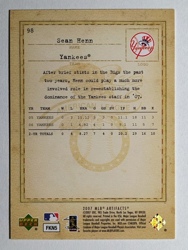 2007 Artifacts #98 Sean Henn