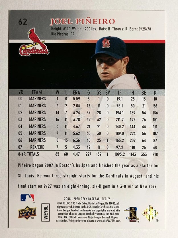 2008 Upper Deck #62 Joel Pineiro