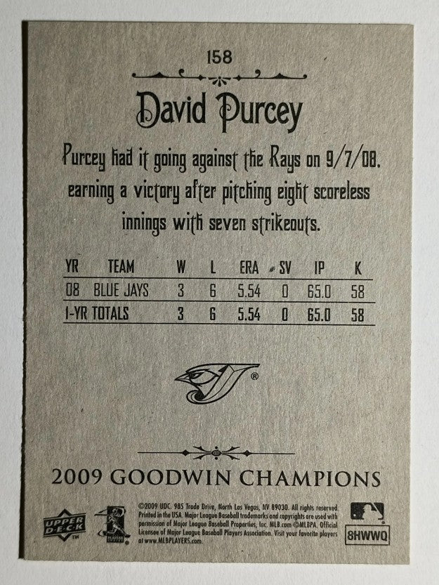 2009 Upper Deck Goodwin Champions #158 David Purcey SP