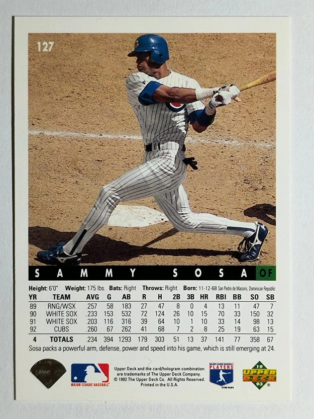 1993 Upper Deck #127 Sammy Sosa