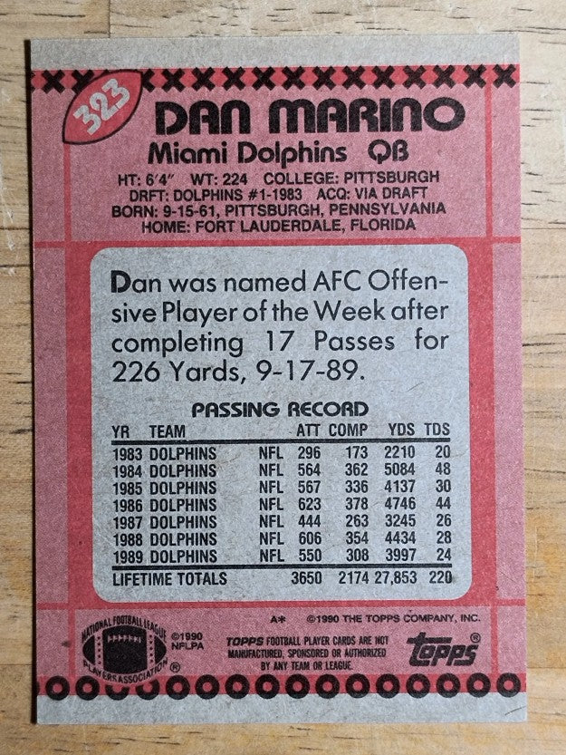 1990 Topps #323 Dan Marino