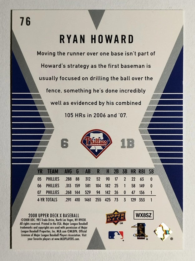 2008 Upper Deck X #76 Ryan Howard