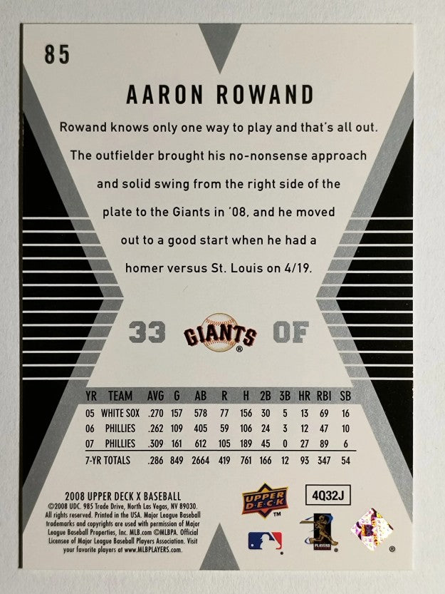 2008 Upper Deck X #85 Aaron Rowand