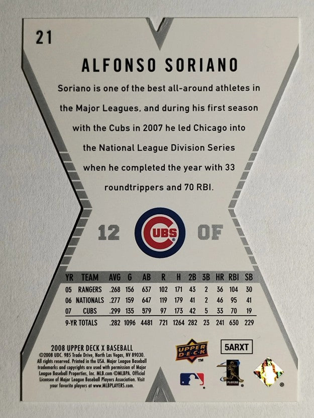 2008 Upper Deck X Die Cut #21 Alfonso Soriano