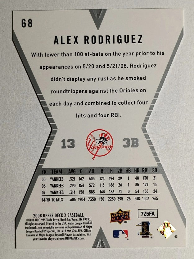 2008 Upper Deck X Die Cut #68 Alex Rodriguez