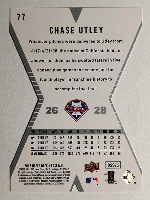 2008 Upper Deck X Die Cut #77 Chase Utley