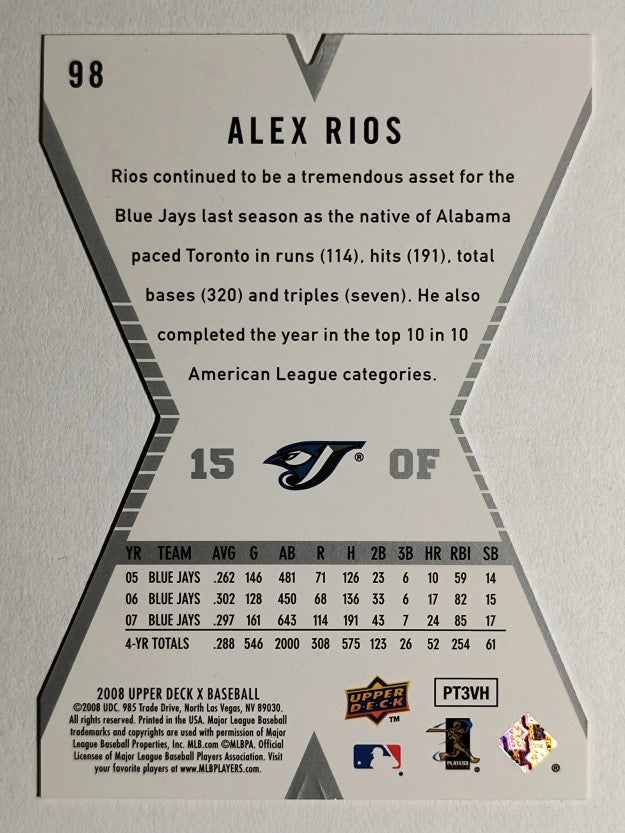2008 Upper Deck X Die Cut #98 Alex Rios