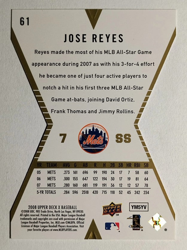 2008 Upper Deck X Die Cut Gold #61 Jose Reyes