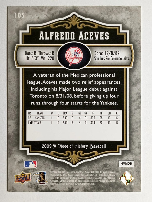 2009 UD A Piece of History #105 Alfredo Aceves RC