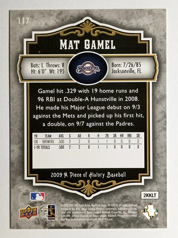 2009 UD A Piece of History #117 Mat Gamel RC