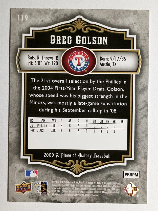 2009 UD A Piece of History #119 Greg Golson
