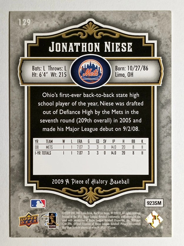2009 UD A Piece of History #129 Jonathon Niese RC