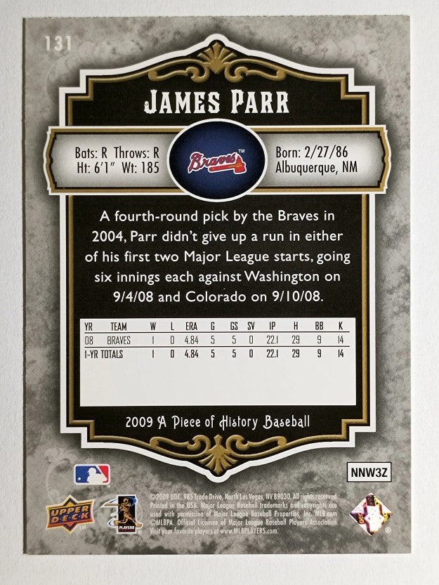 2009 UD A Piece of History #131 James Parr