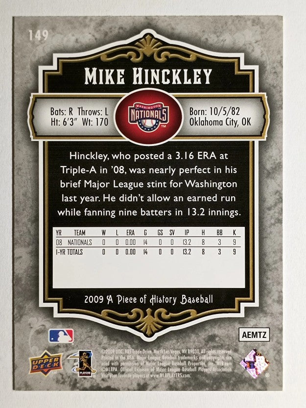 2009 UD A Piece of History #149 Mike Hinckley