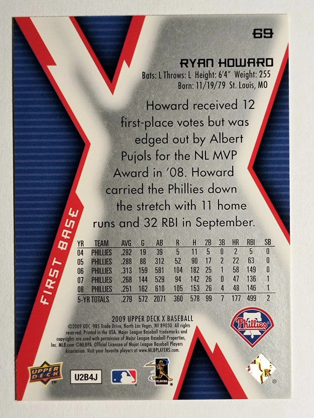 2009 Upper Deck X #69 Ryan Howard