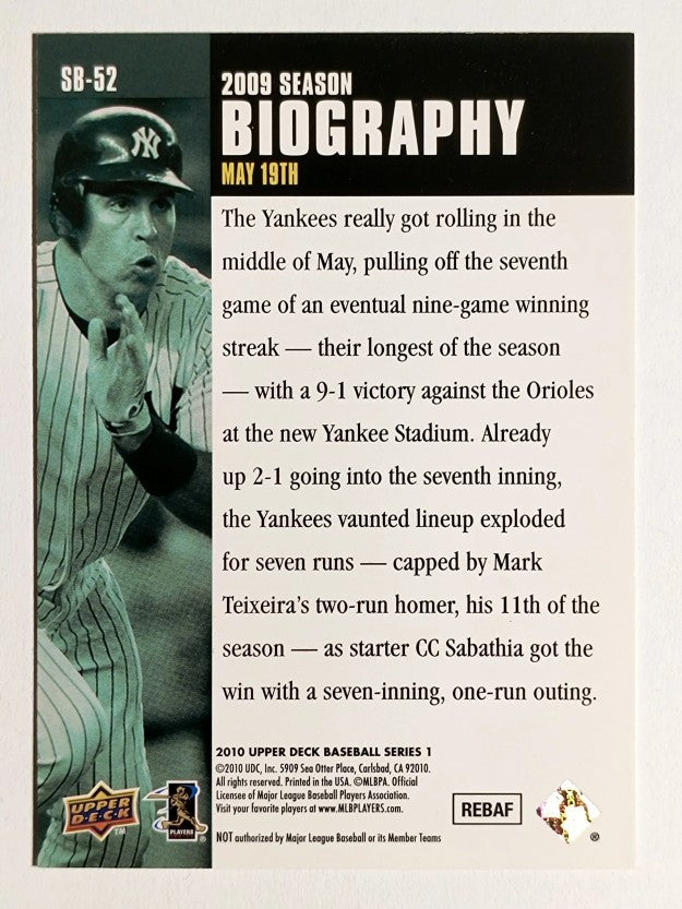 2010 Upper Deck Season Biography #SB52 Mark Teixeira