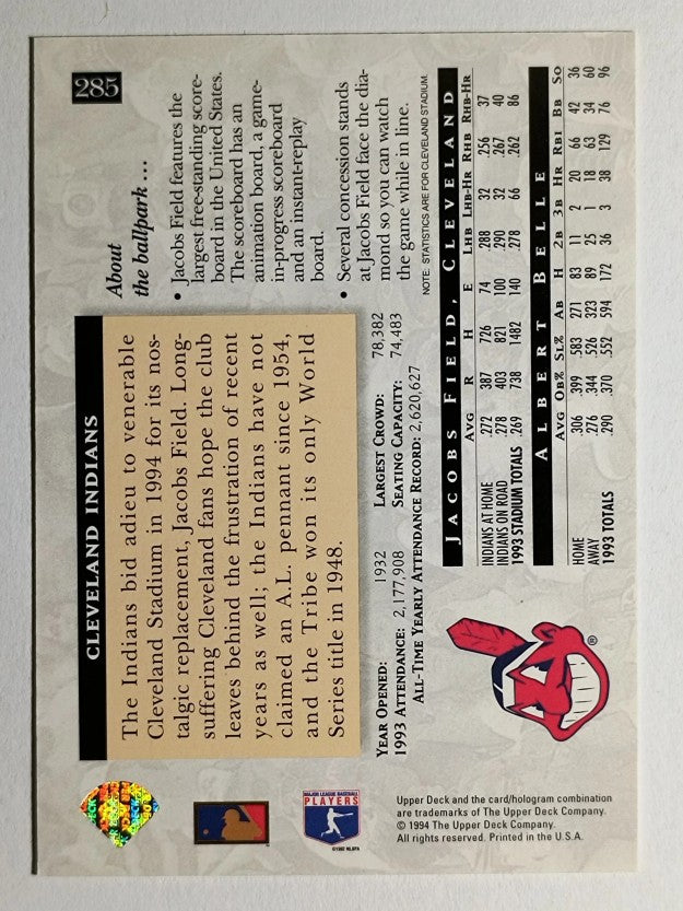 1994 Upper Deck Electric Diamond #285 Albert Belle HFA
