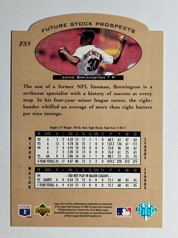 1996 Upper Deck Future Stock Prospects #FS5 Jamie Brewington