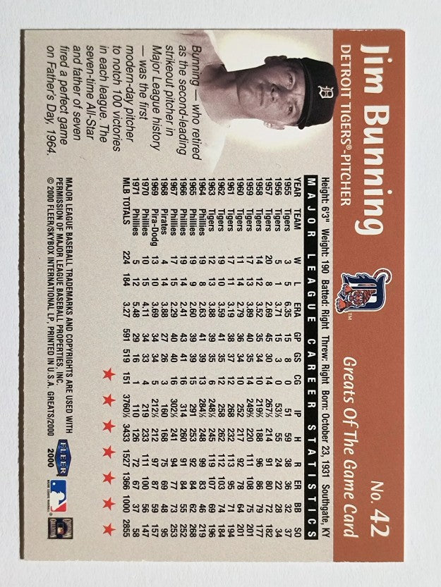 2000 Greats of the Game #42 Jim Bunning