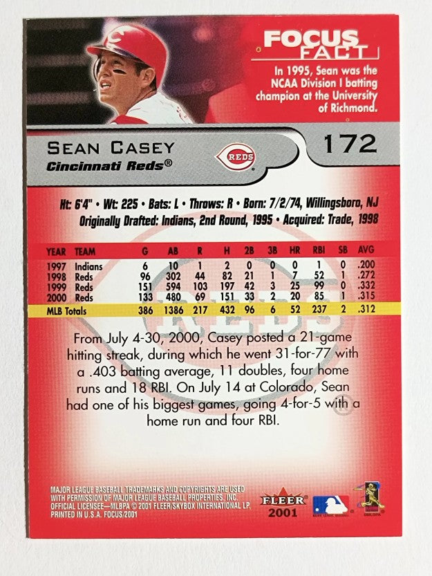 2001 Fleer Focus #172 Sean Casey