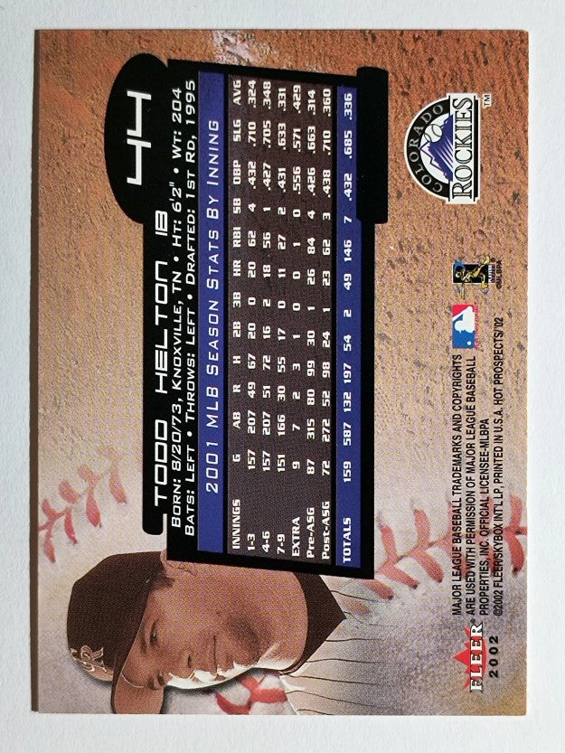 2002 Hot Prospects #44 Todd Helton