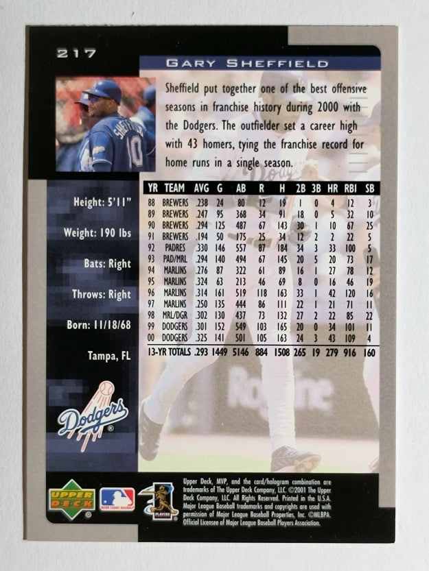 2001 Upper Deck MVP #217 Gary Sheffield