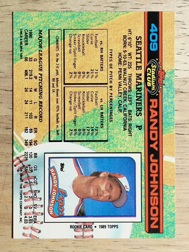 1991 Stadium Club #409 Randy Johnson