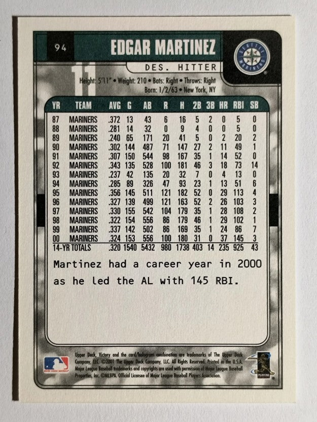 2001 Upper Deck Victory #94 Edgar Martinez