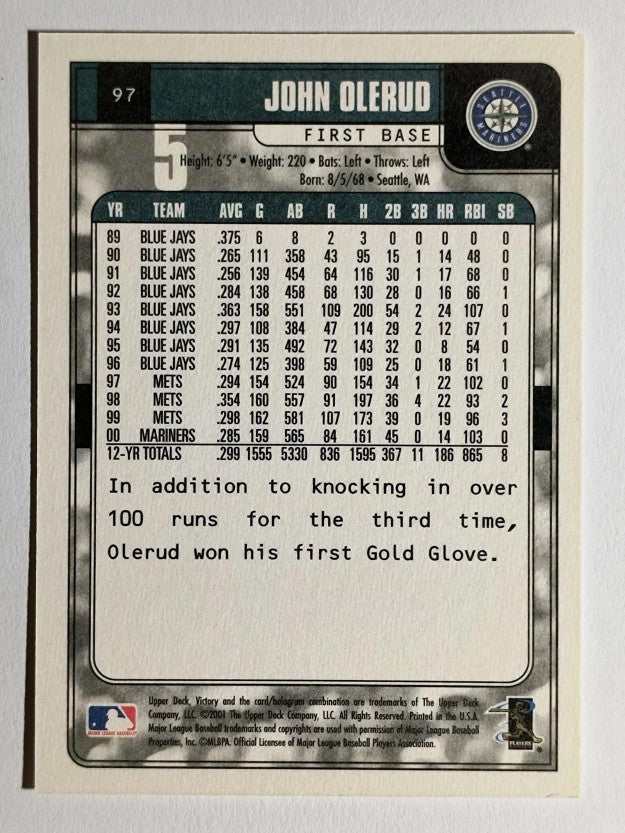 2001 Upper Deck Victory #97 John Olerud