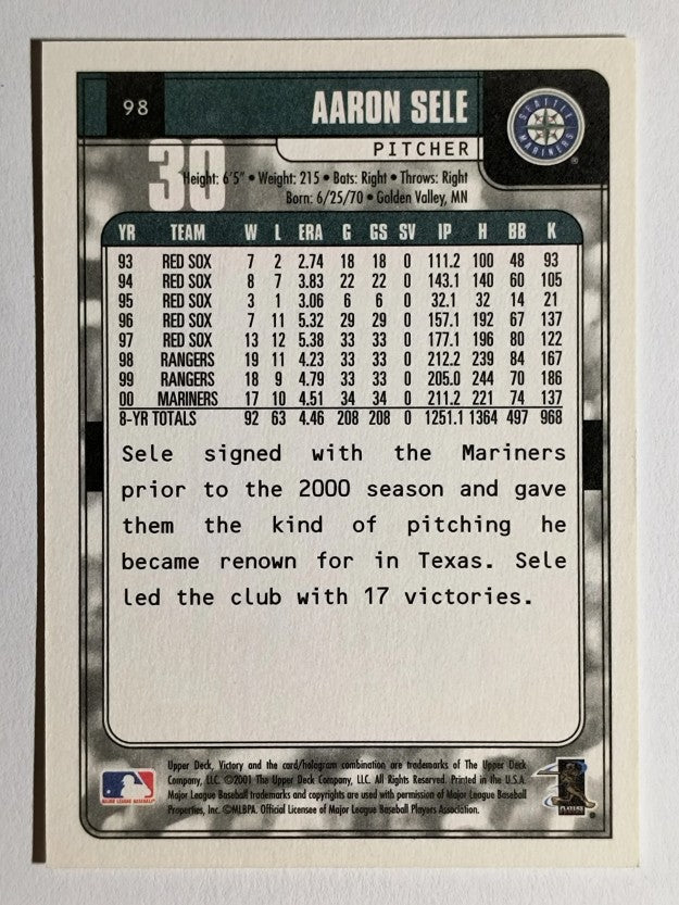 2001 Upper Deck Victory #98 Aaron Sele