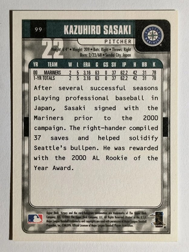 2001 Upper Deck Victory #99 Kazuhiro Sasaki