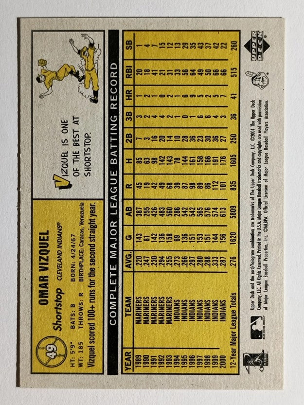 2001 Upper Deck Vintage #49 Omar Vizquel