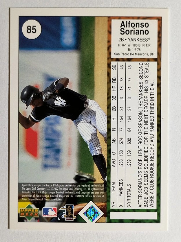 2002 UD Authentics #85 Alfonso Soriano