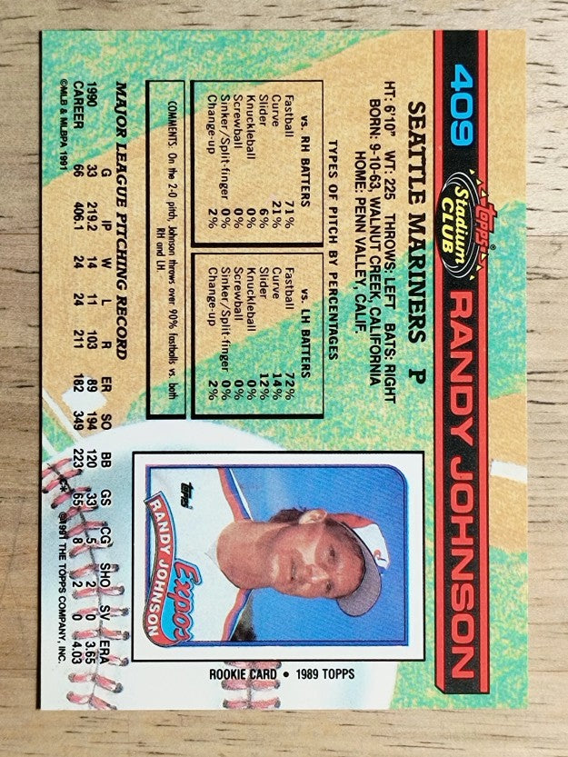 1991 Stadium Club #409 Randy Johnson