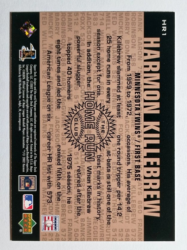 2002 UD Piece of History 500 Home Run Club #HR1 Harmon Killebrew