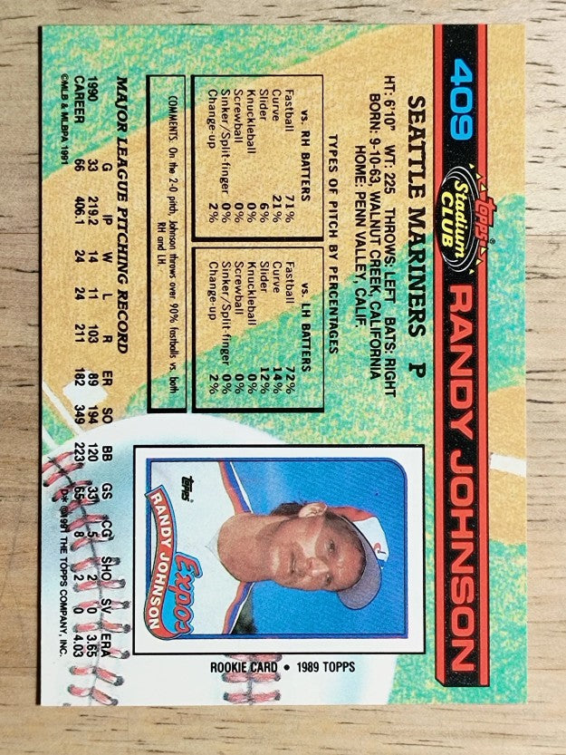 1991 Stadium Club #409 Randy Johnson