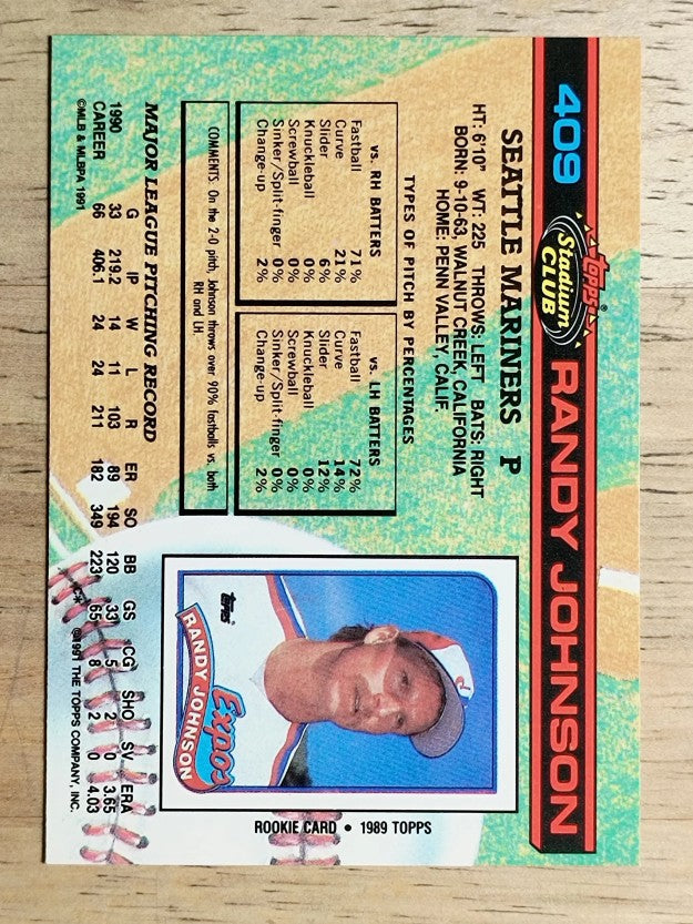 1991 Stadium Club #409 Randy Johnson