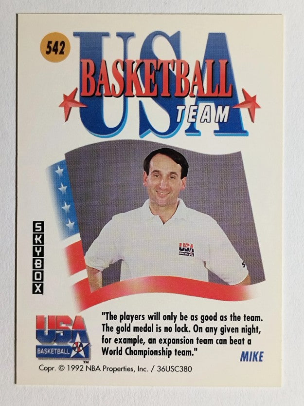 1991-92 SkyBox #542 Mike Krzyzewski CO USA RC