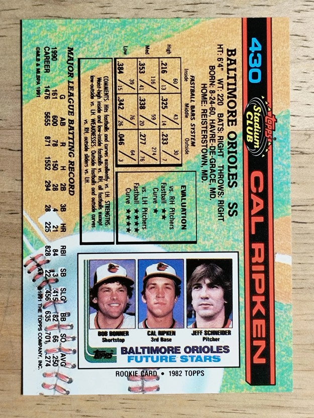 1991 Stadium Club #430 Cal Ripken